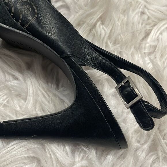 Gianni Bini Marlena Black Swirl Print Leather Slingback Heels Sz 9 - Picture 7 of 14